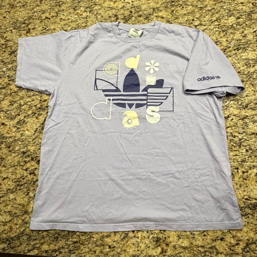 Adidas Originals Lavender Graphic Trefoil Logo T-Shirt Purple Womens XL Tee ws